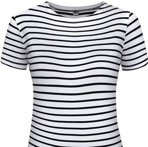 Women's Short Sleeve Striped T-Shirt Tee Shirt Tops Casual Loose Fit Blouses